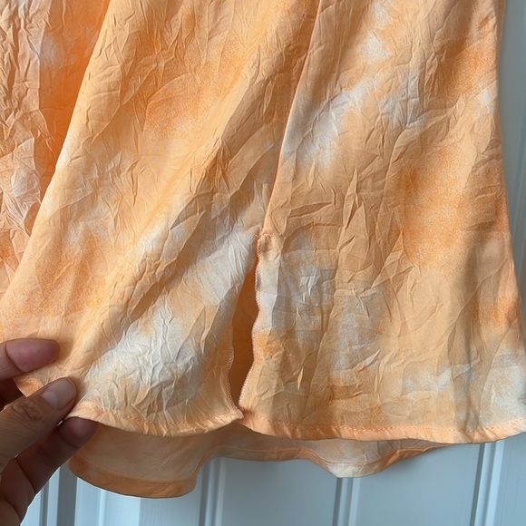 Free People•Martine Flirt Peach Combo Textured Tie Dye Slit Mini Skirt Sz 6, EUC - Picture 12 of 17